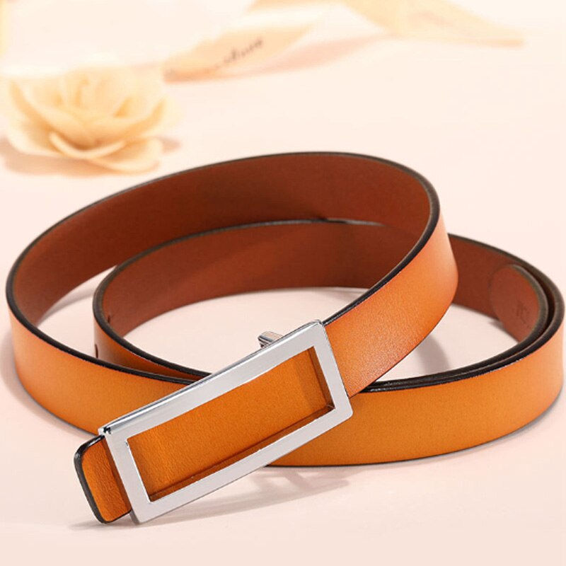 Miniatura: COOLERFIRE New Designer Gold Buckle Belt Waist Female Thin Genuine Leather Belt