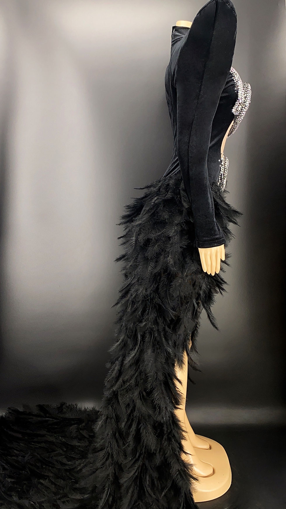 Miniatura: Novance Women S Clothing Black Cut Out Dress Women Elegance Feather Hem