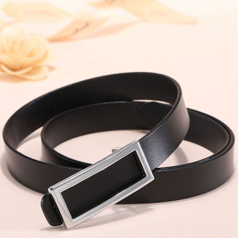 Thumbnail: COOLERFIRE New Designer Gold Buckle Belt Waist Female Thin Genuine Leather Belt