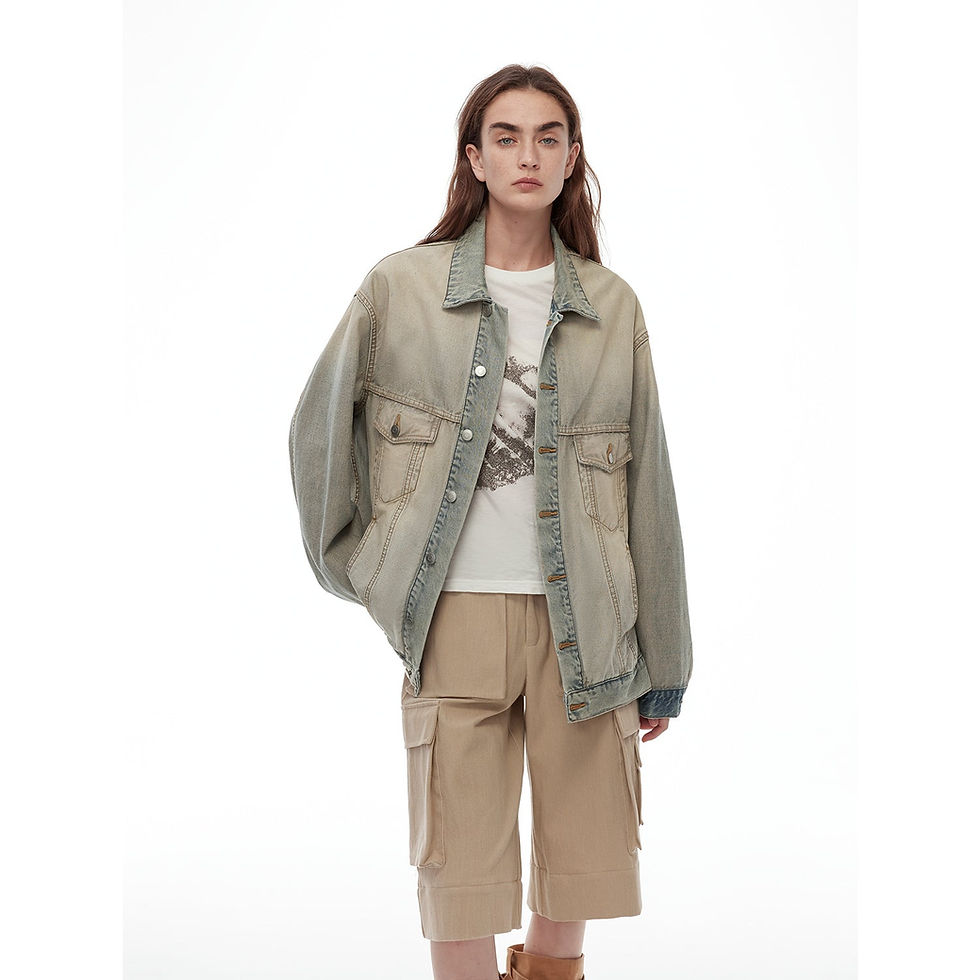 Miniatura: Stylish and Versatile Vintage Handcrafted Distressed Reversible Denim Jacket