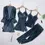 Miniatura: 4pcs Sleep Set Intimate Lingerie Women Pajamas Suit Long Sleeve Lace Velvet
