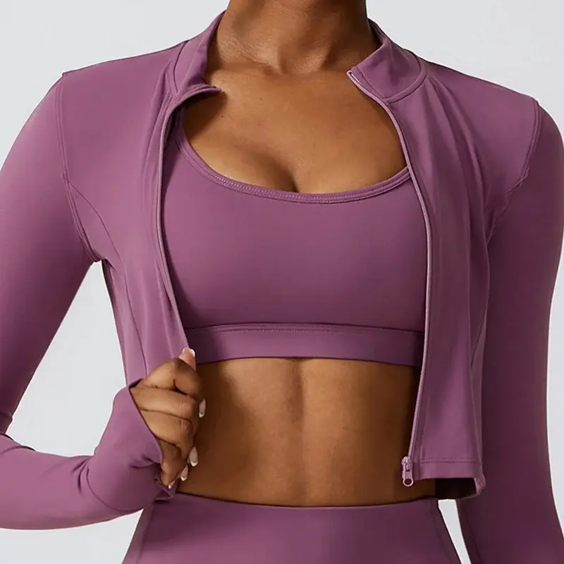 Miniatura: Women Gym Top Zip Fitness Sport Yoga Clothes Sexy Sport T-Shirt Women Breathable