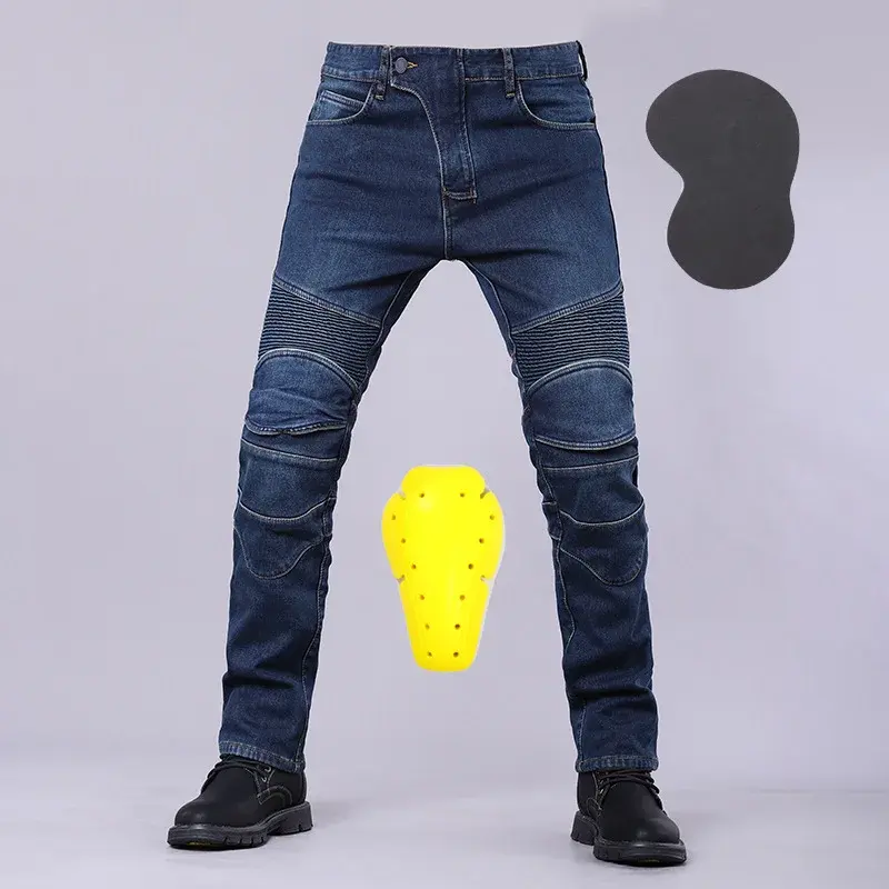 Miniatura: Men's Denim Pants Stretch Long Trousers Off-Road Protection Pants Plus Size 5XL