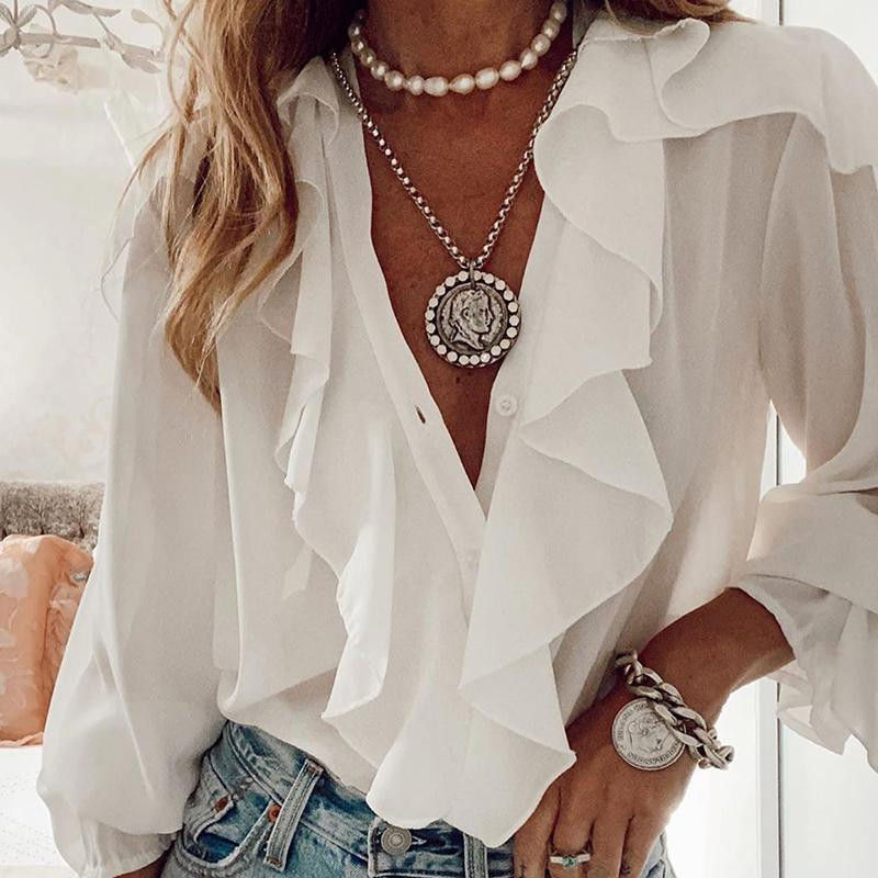 Thumbnail: Chiffon Printed Blouse Women Blouses  Lady Tops Streetwear
