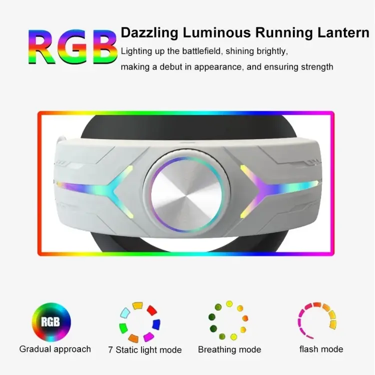 Miniatura: USB Rechargeable RGB Light Effect Adjustable Foldable Headset for Meta Quest 3