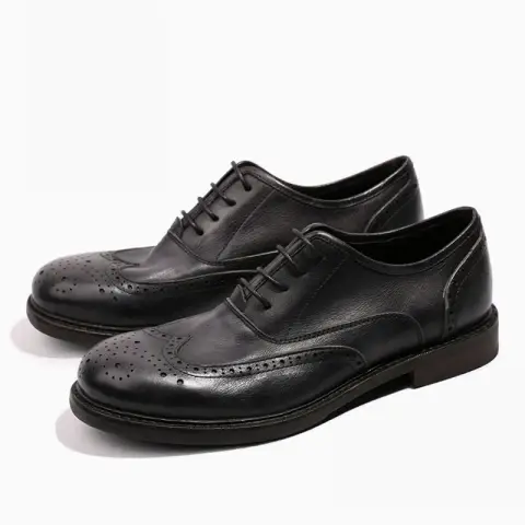 Miniatura: Vintage Handmade Men Carved Oxfords 100% Real Leather Round Toe Brogue Shoes