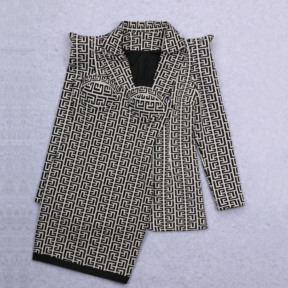 Miniatura: Amazon Hot Selling Jacquard Women Winter 2 Piece Blazer Mini Dress