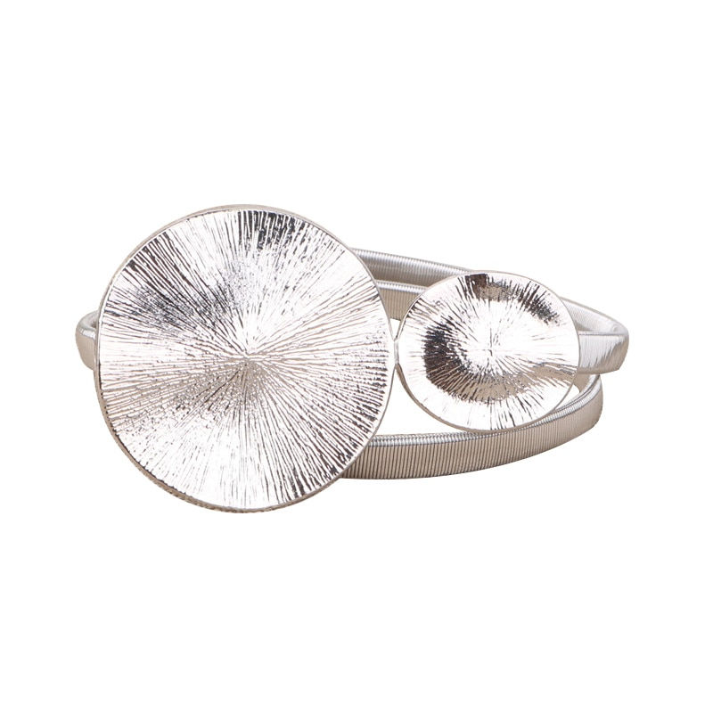 Miniatura: Elastic Belts Women Girl Stretch Skinny Waist Belt Flower Leaf Shape Metal