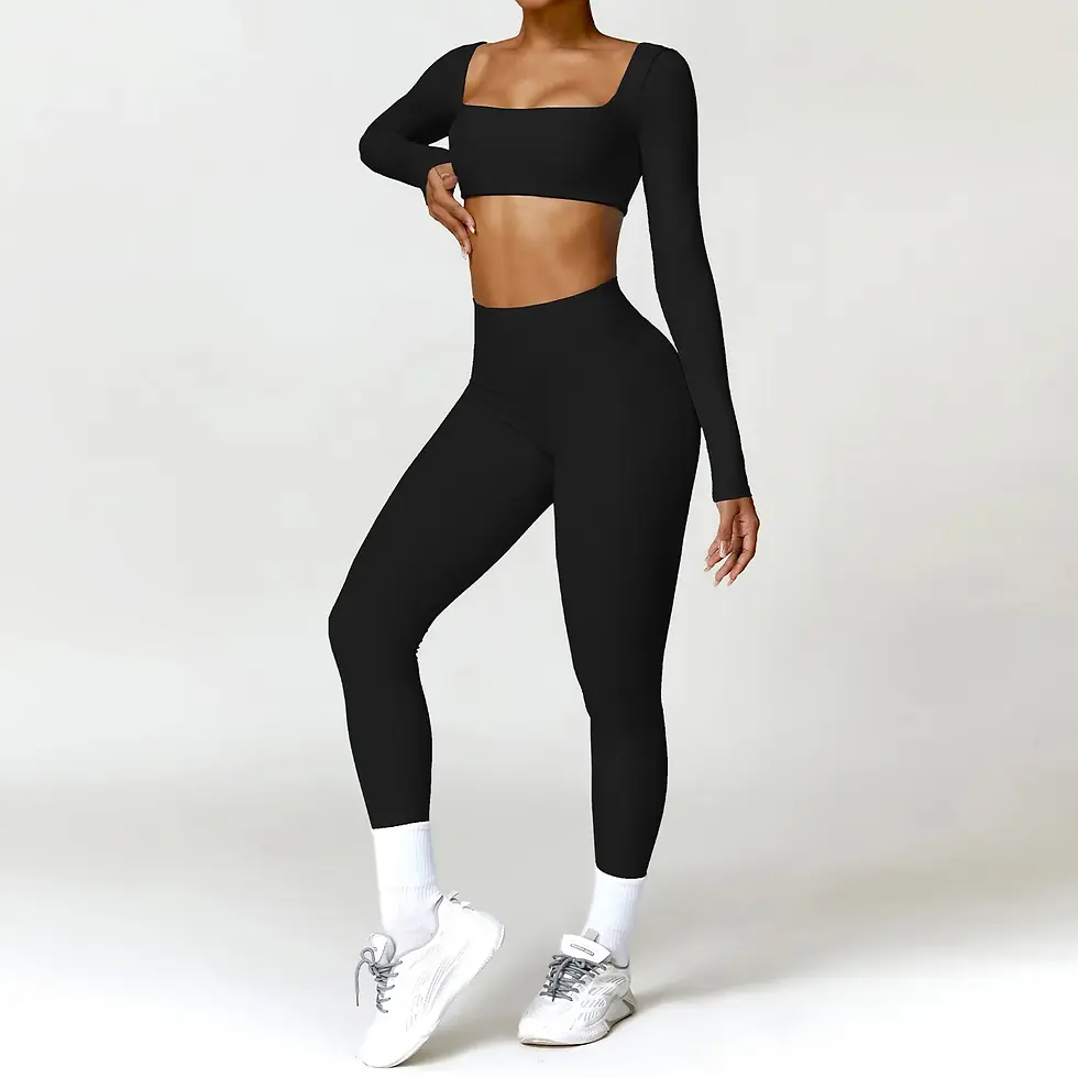 Miniatura: Yoga Set 2PCS Women Gym Long Sleeve Seamless Sportswear Workout Clothes