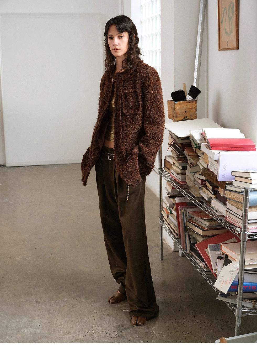 Thumbnail: Italian Imported Haute Couture Tailored Tweed Jacket With Gold Buttons for Women
