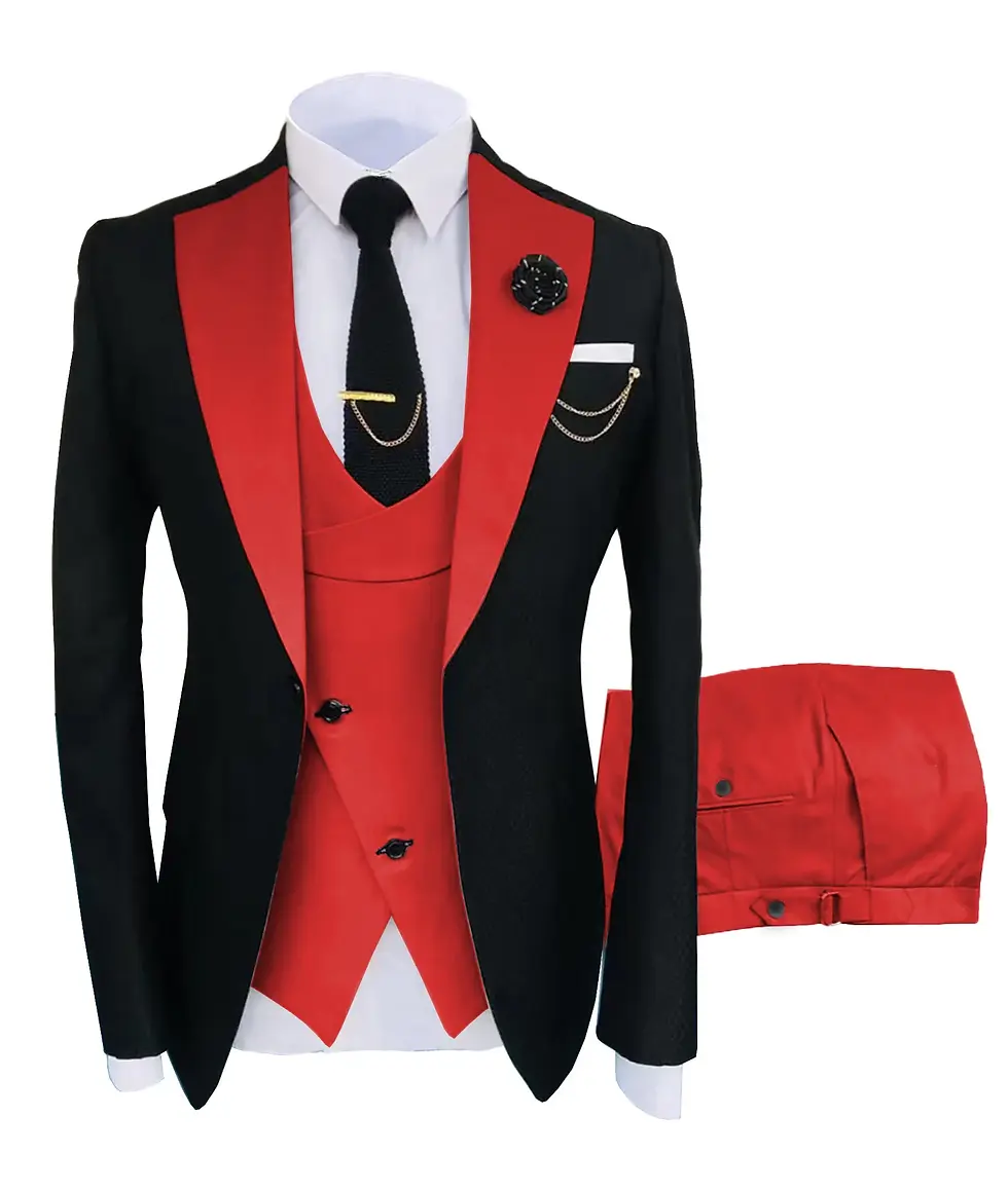 Miniatura: Men Popular Men's Suit Groomsmen Regular Fit Tuxedo 3 Piece Set Jacket Trousers