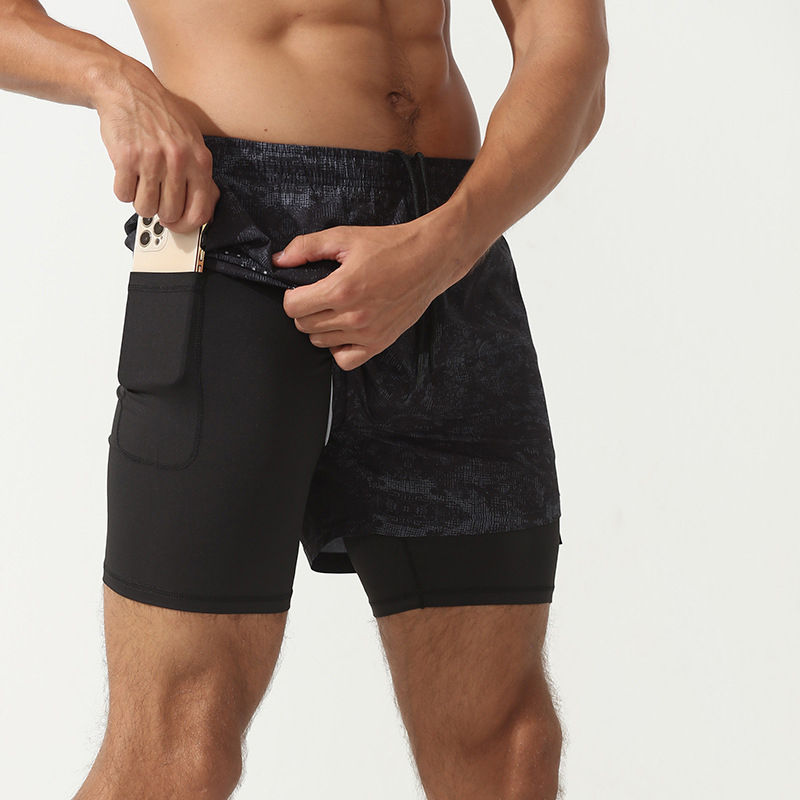 Thumbnail: Men 2 in 1 Double-Deck Quick Dry GYM Sport Shorts Fitness