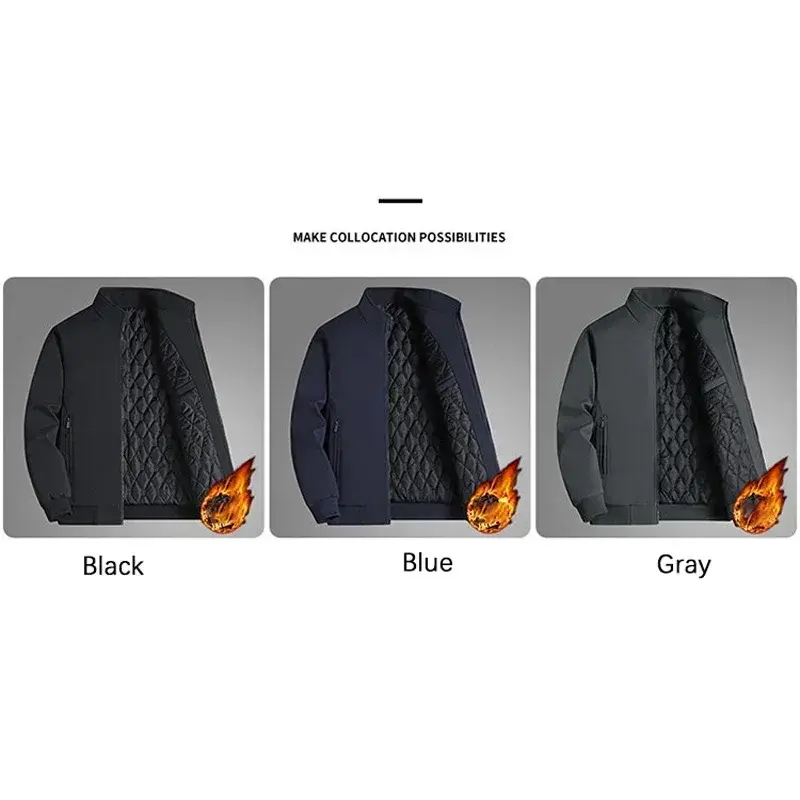 Miniatura: Thick Stand Collar Solid Jacket Men Waterproof Warm Business Casual Men Coats