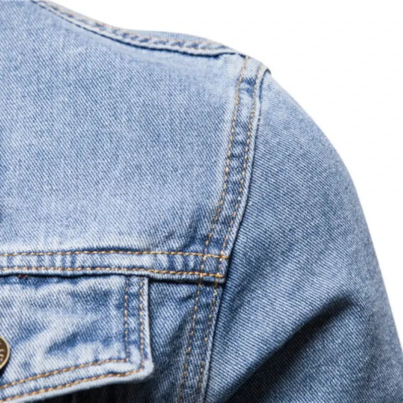 Miniatura: Cotton Denim Jacket Men Casual Solid Color Lapel Jeans Jacket