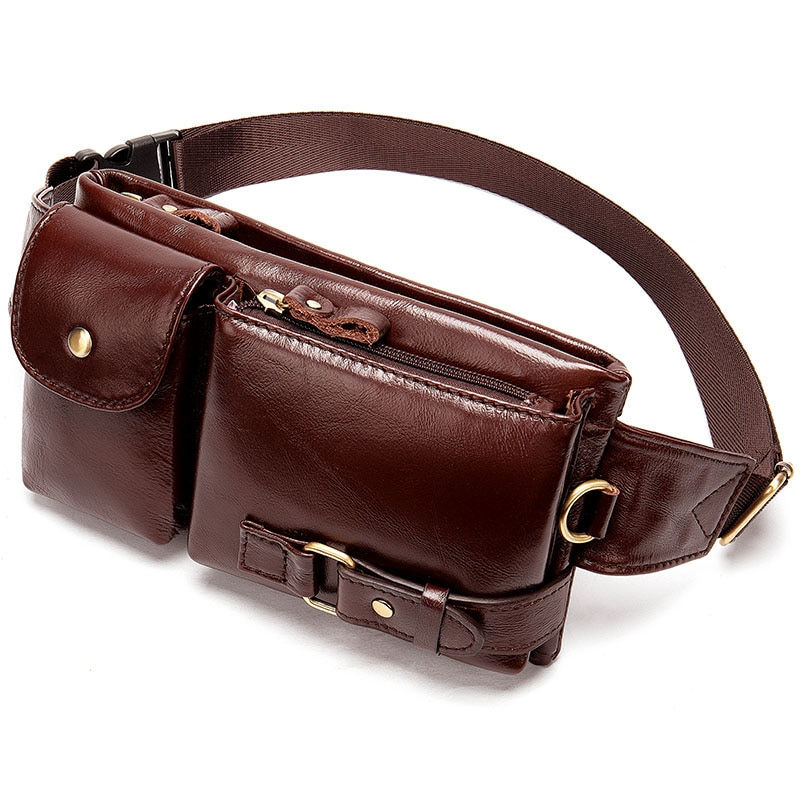 Miniatura: WESTAL Genuine Leather Waist Packs Men Waist Bags Fanny Pack Belt Bag Phone Bags