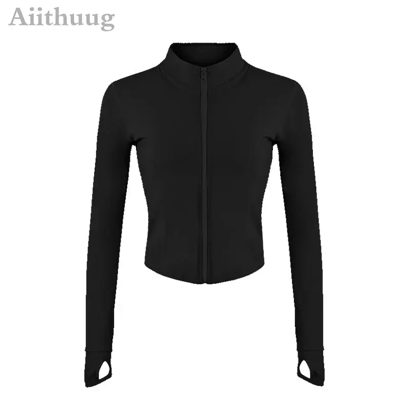 Thumbnail: Aiithuug Women Full Zip-Up Yoga Top Workout Running Jackets With Thumb Holes