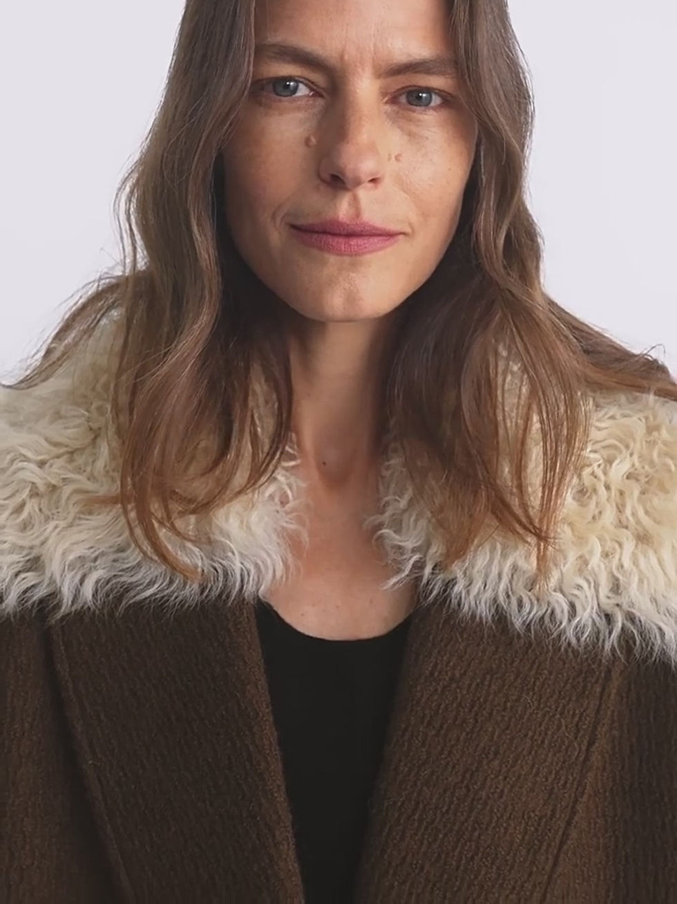 Thumbnail: "Vertical Texture" Wool Tweed Coat Detachable Fur Collar Suit Parker