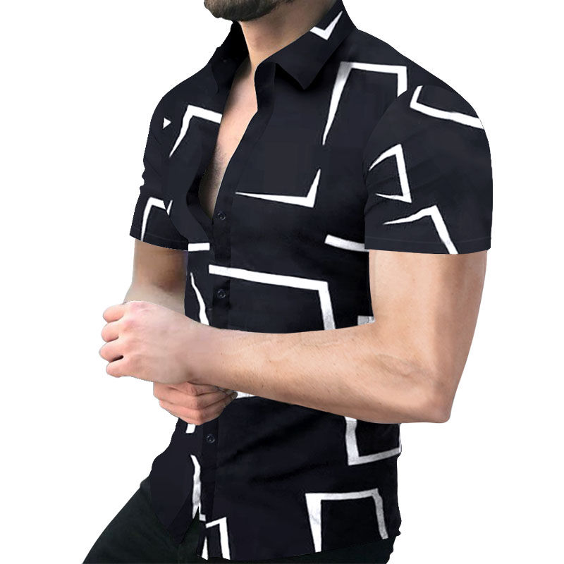 Miniatura: 2022 Fashion Brand Floral Shirt Men Slim Fit Short Sleeve Hawaiian Shirt Chemise
