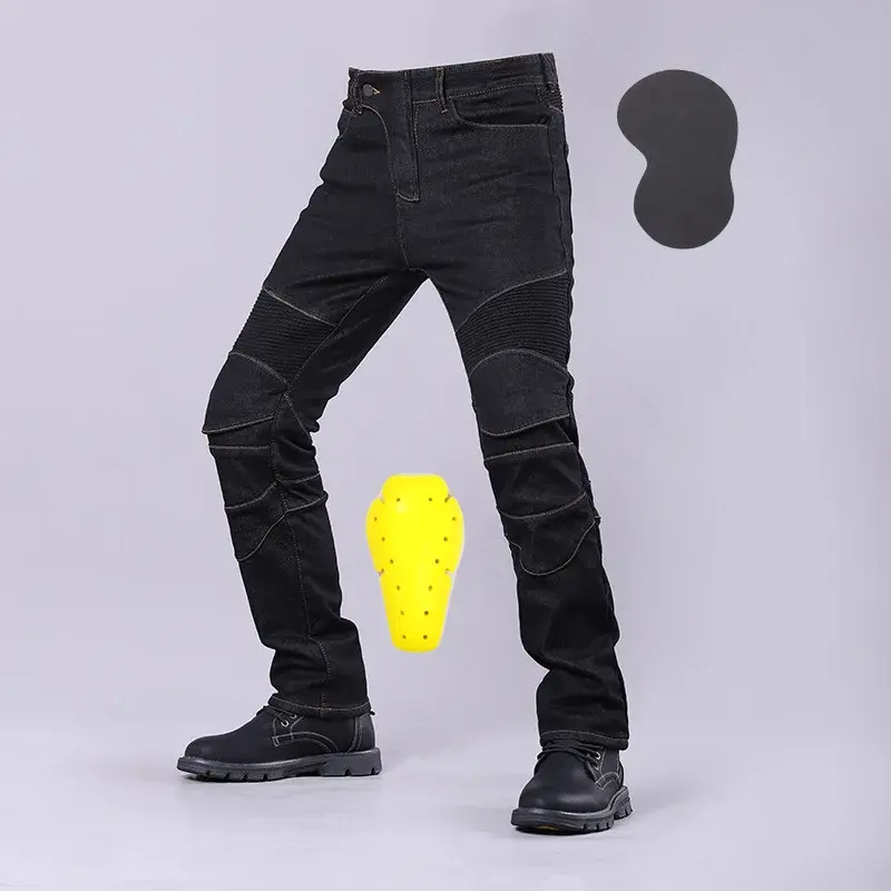 Miniatura: Men's Denim Pants Stretch Long Trousers Off-Road Protection Pants Plus Size 5XL
