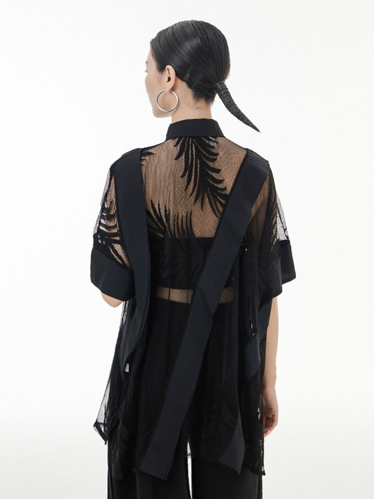 Miniatura: Hayato Sheer Leaf Blouse - Black