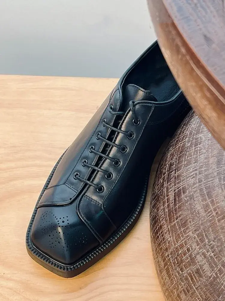 Miniatura: Handmade Men Formal Dress Shoes Lace Up New Luxury Genuine Leather Shoes