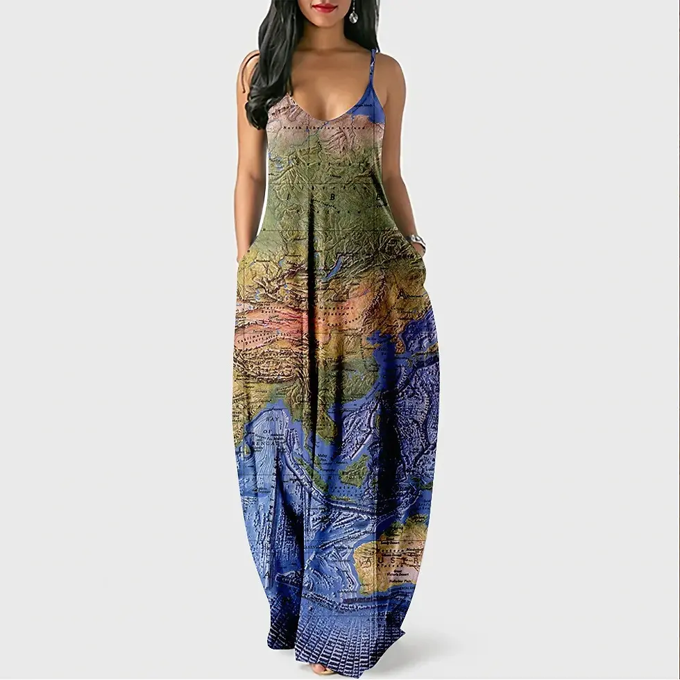 Miniatura: New Arrival Women Prints Long Maxi Dress Luxury Beachwear Clothes Plus Size 4XL