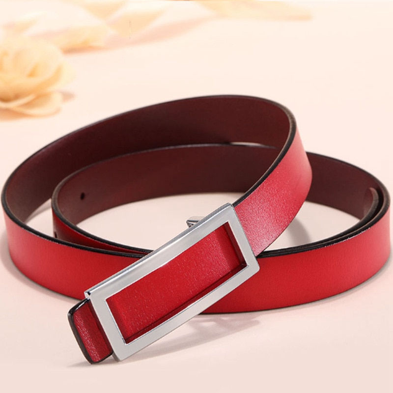 Miniatura: COOLERFIRE New Designer Gold Buckle Belt Waist Female Thin Genuine Leather Belt