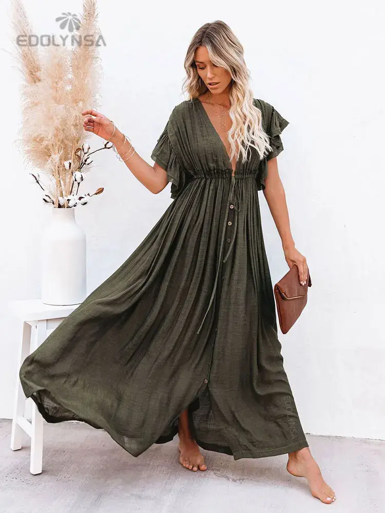 Thumbnail: Beach Dress Elegant Women Clothing Beach Wear Swim Suit Cover Up Q1208