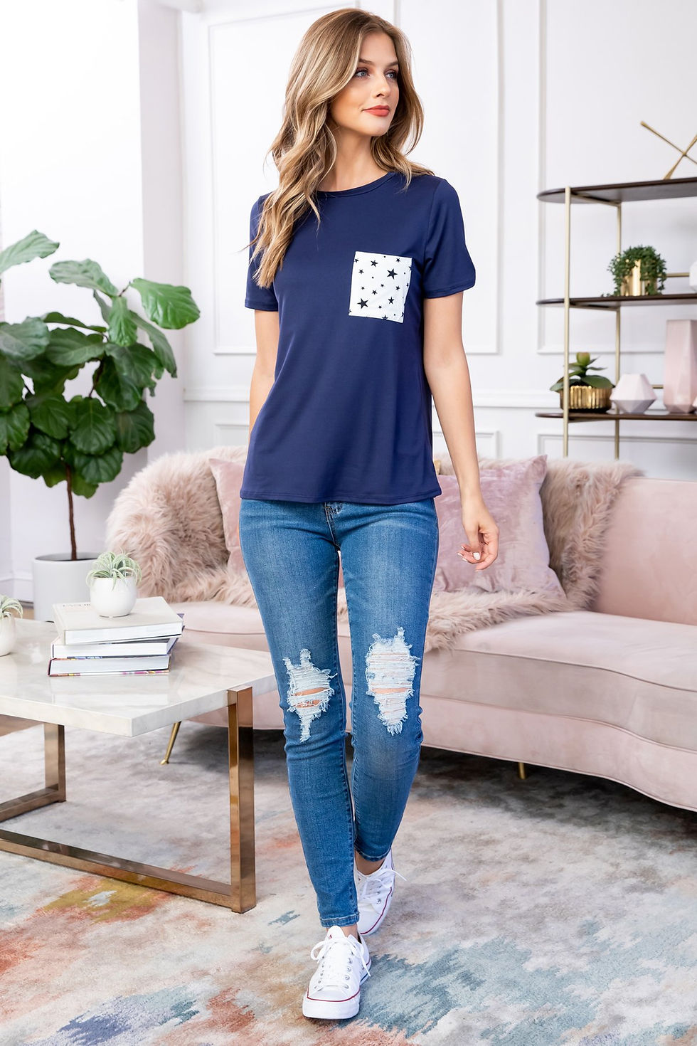 Miniatura: Short Sleeve Star Pocket Top
