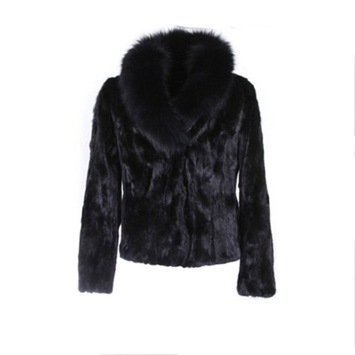 Thumbnail: High Quality Winter Warm Fluffy Faux Fox Fur Collar Jacket Overcoat Lu1238
