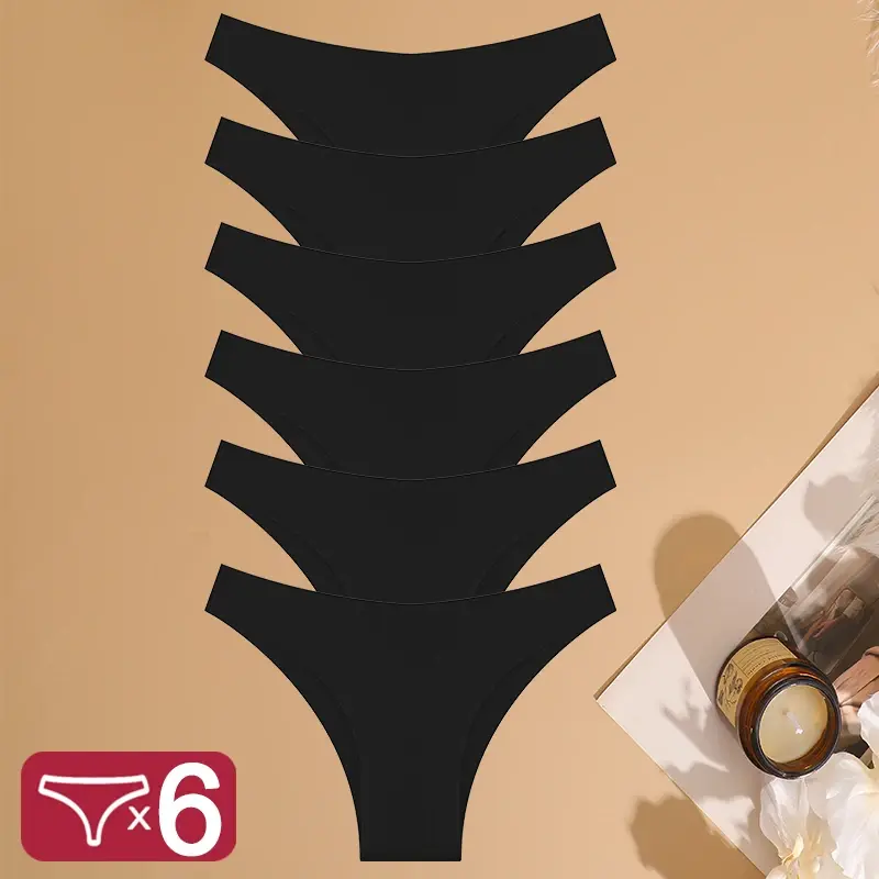 Thumbnail: 6Pcs/Set Ice Silk Seamless Underwear for Women Low Waisted Brazilian
