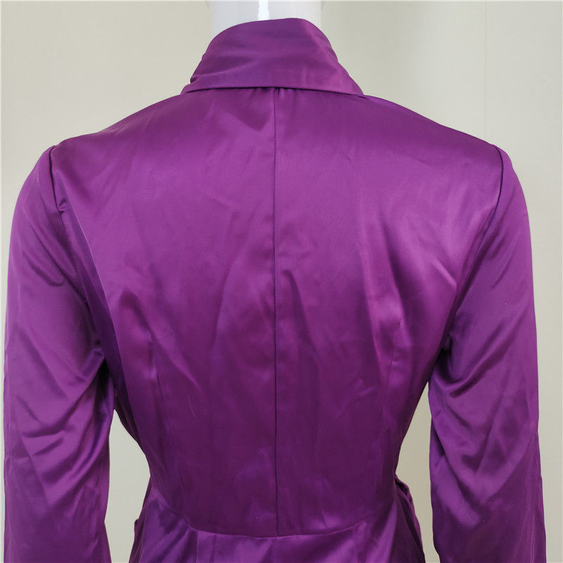 Thumbnail: Purple Pleated Satin Luxury Shirt Dresses Women Clothing Wholesale