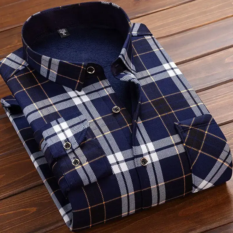 Miniatura: Men's Casual High Quality Soft Large Size Warm Shirt Tops 4XL