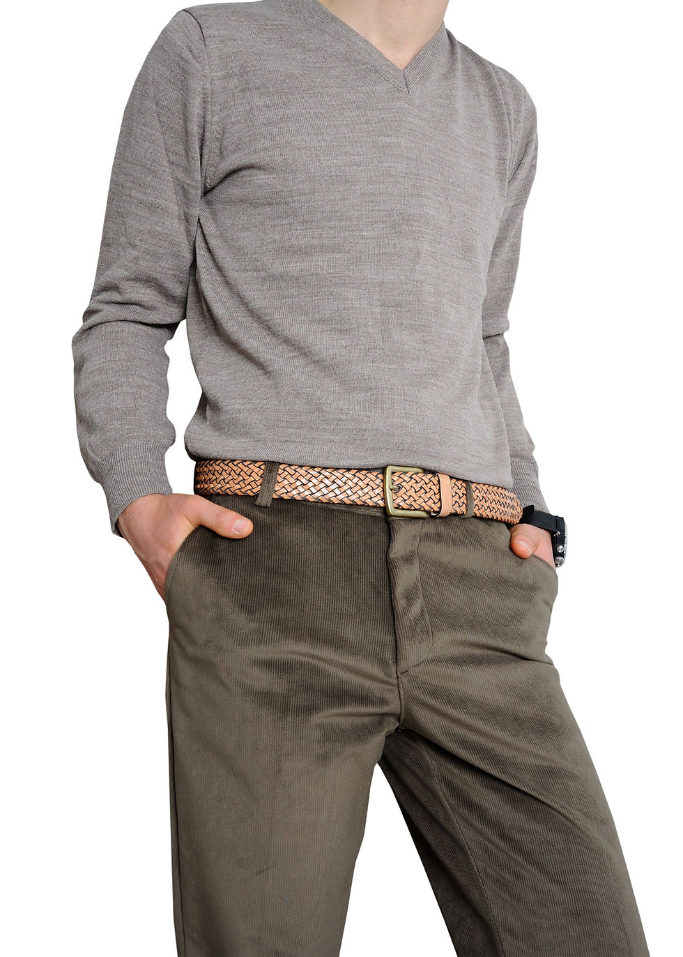 Miniatura: Galata Beige Plaited Leather Men Belt