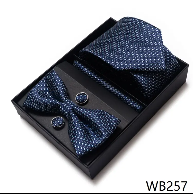 Thumbnail: Luxury Great Quality Tie Hanky Pocket Squares Cufflink Set Necktie Box Hombre