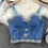 Miniatura: Diamonds Denim Vest Female Bra Sleeveless Backless SexY