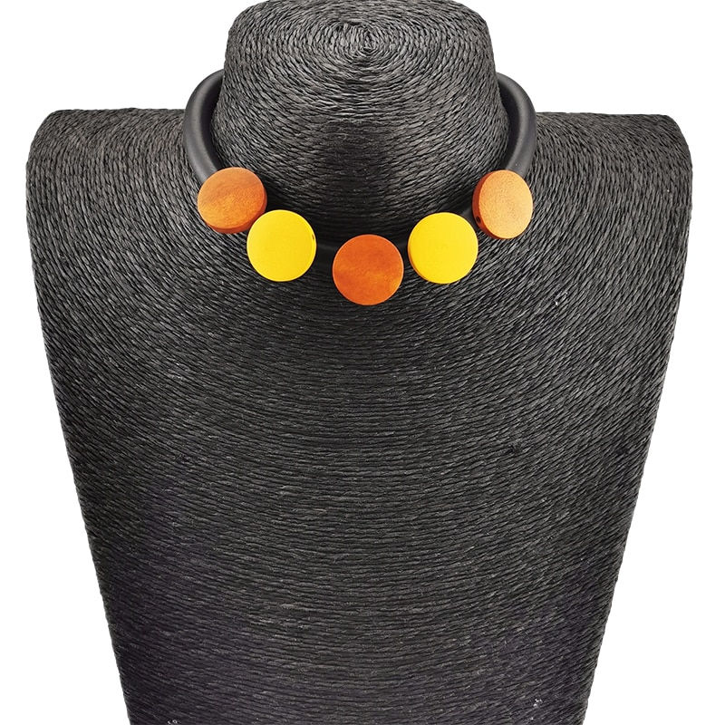 Miniatura: UKEBAY New Multicolor Wood Jewelry Fashion Gothic Pendant Necklaces Women Ethnic