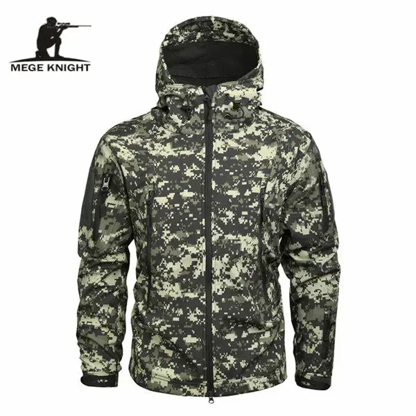 Thumbnail: MEGE Men's Military Camouflage Fleece Softshell Windbreaker Hooded