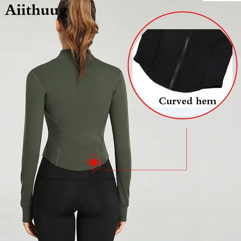 Miniatura: Aiithuug Women Full Zip-Up Yoga Top Workout Running Jackets With Thumb Holes