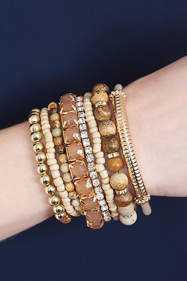 Miniatura: Hdb2269 - Plus Size Stackable Beads Bracelet Set