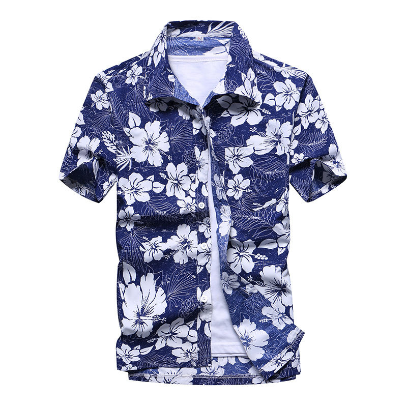 Miniatura: Hawaiian Shirt Tropical Summer Shirts Men Loose Mens Clothing 100% Polyester