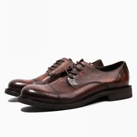 Miniatura: Vintage Handmade Men Carved Oxfords 100% Real Leather Round Toe Brogue Shoes