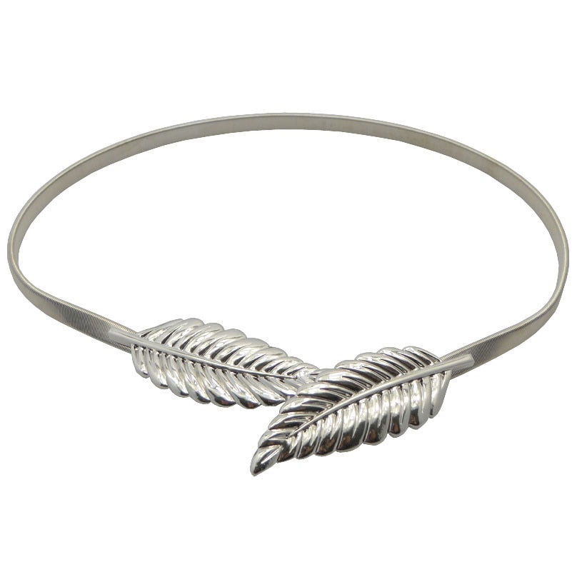 Miniatura: Elastic Belts Women Girl Stretch Skinny Waist Belt Flower Leaf Shape Metal