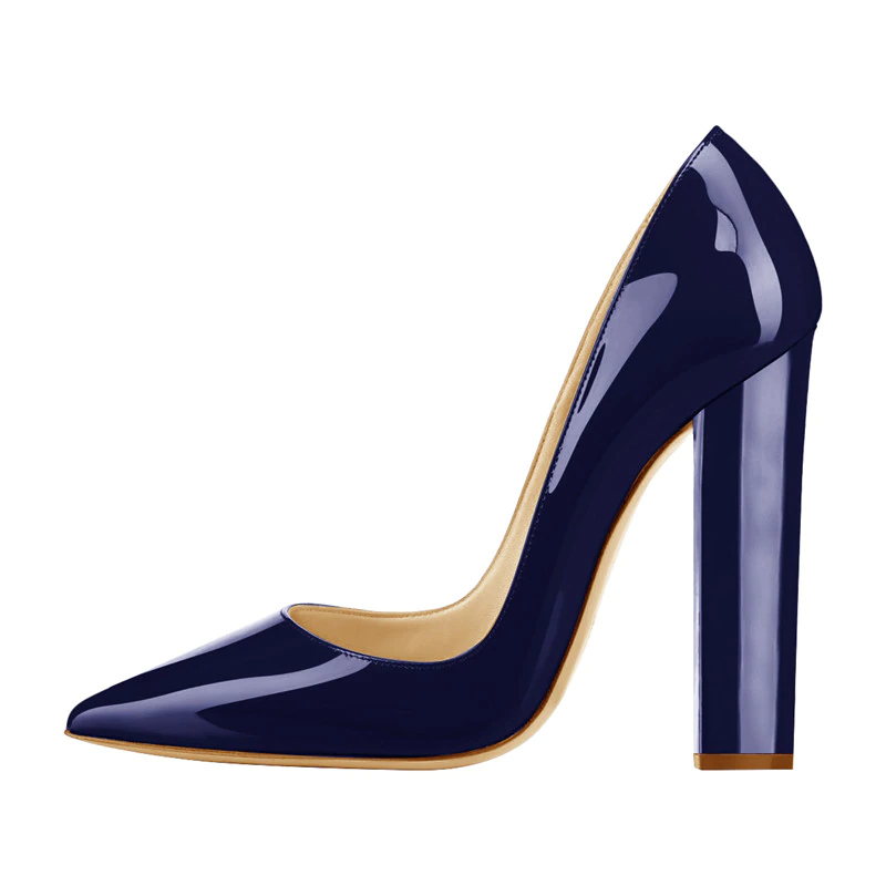 Miniatura: Onlymaker Pointed Toe Classic 12cm High Heels Slip on Thick Chunky Lady Pumps