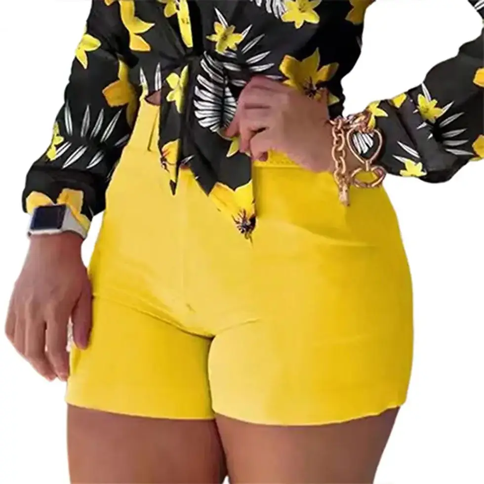 Miniatura: Women Shorts Bottoms Hot Pants Summer Chic Solid Color Back Zipper Hot Pants