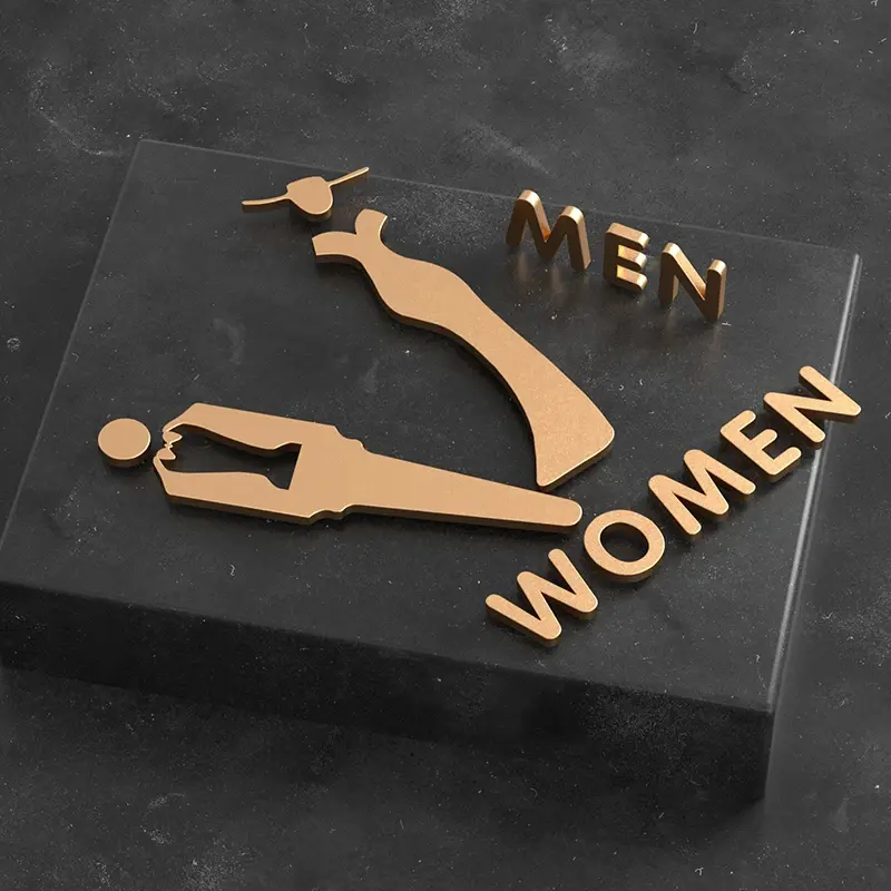 Thumbnail: Acrylic 3D Arrow Toilet Sign Plate Signage Board Art Home Bathroom Decor