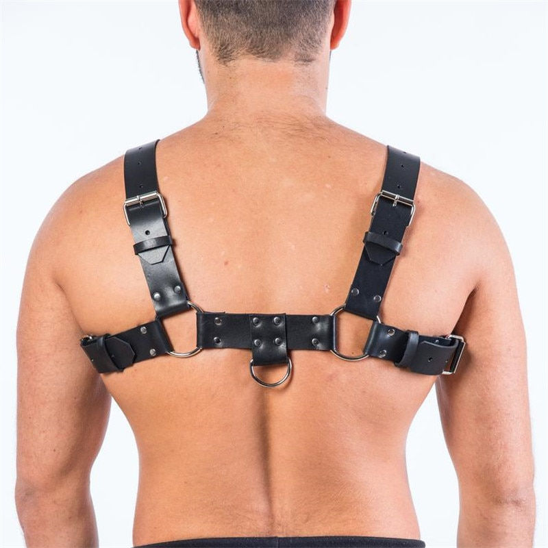 Miniatura: Male Lingerie Leather Harness Men Adjustable Fetish Gay Chest Harness Belt Strap
