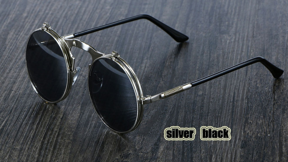 Miniatura: 3057 Steampunk Sunglasses Round Double Metal Women Style Retro Flip Circular