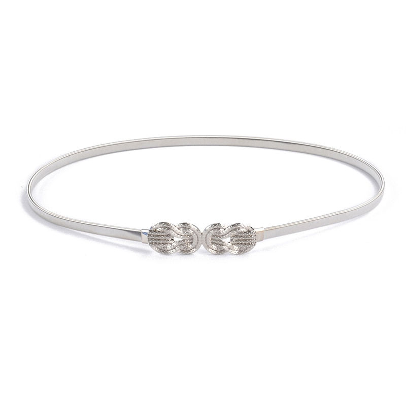 Miniatura: Elastic Belts Women Girl Stretch Skinny Waist Belt Flower Leaf Shape Metal