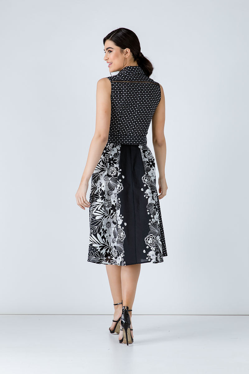 Miniatura: Button Detail Black Print Dress